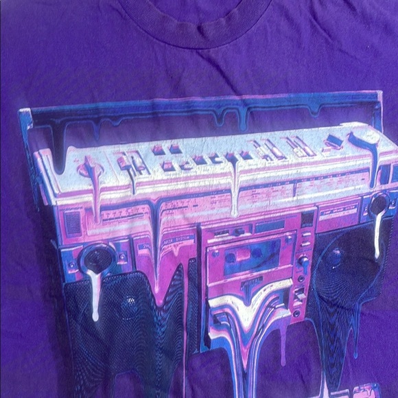 Purple T-Shirt with Dripping Boombox Graphic - Picture 2 of 5